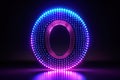 Dynamic Ultraviolet LED Font O Futuristic Geometric Design with Striking Depth of Field Perfect for Modern Graphic