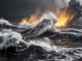 Dynamic underwater flows illuminated by volcanic eruptions radiating energy Royalty Free Stock Photo