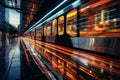 Dynamic urban commute Metros motion blur encapsulates city energy Royalty Free Stock Photo