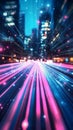 Dynamic Urban Light Trails: Capturing the Essence of Speed and Movement at Night Royalty Free Stock Photo