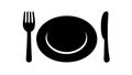 Angled Dinner Plate with Fork & Knife Icon, vector design Generative AI Royalty Free Stock Photo