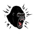 Roaring Gorilla Head Vector Illustration Royalty Free Stock Photo