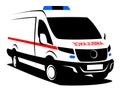 Dynamic vector illustration of an ambulance van used for transporting patience. It can be used as a logo of hospital service