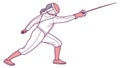 Focused female fencer in action, elegant and disciplined sport vector, vector design Generative AI Royalty Free Stock Photo