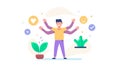 Empowered Multi-Tasking Person, Efficient Workflow and Productivity, vector design Generative AI Royalty Free Stock Photo