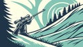 Hunter with Rifle in a Dynamic Snowy Mountain, vector design Generative AI Royalty Free Stock Photo
