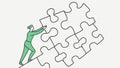 Man Pushing a Large Puzzle Piece Vector Illustration, vector design Generative AI Royalty Free Stock Photo