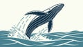 Dynamic Killer Whale Breaching from Ocean, Powerful Marine Spectacle, vector design Generative AI Royalty Free Stock Photo