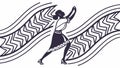 Dynamic Tribal Dancer with Wavy Patterns Vector Cultural Art, vector design Generative AI Royalty Free Stock Photo
