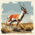 Model of a swift pronghorn antelope sprinting, AI generated
