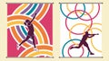 Dynamic vertical banners with active figures and abstract patterns for energetic visuals, vector design Generative AI Royalty Free Stock Photo