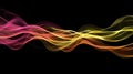 Abstract Glowing Pink and Yellow Wave Flow on Black Background - Modern Digital Energy Lines Royalty Free Stock Photo