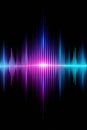 Vibrant Neon Sound Waveform With Purple And Blue Hues Against A Black Background audio equalizer Royalty Free Stock Photo