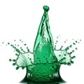 Vibrant Green Liquid Splash Forming a Tall, Elegant Shape on a White Background water Royalty Free Stock Photo