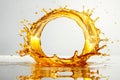Golden liquid splash captured in motion Royalty Free Stock Photo