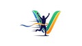 Dynamic Victory Runner V Letter Logo Design Royalty Free Stock Photo