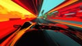 A dynamic view from a car\'s perspective, emphasizing speed and technology with vibrant colors Royalty Free Stock Photo