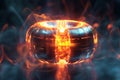 Dynamic View of Fire in a Circle Blasting in Space.