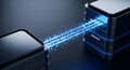 High-Speed Data Transfer Between Servers: Conceptual Image for Tech Connectivity and Secure Networking Royalty Free Stock Photo