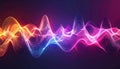 Dynamic Visual Representation of Abstract Digital Sound Waves Featuring a Vibrant Spectrum of Glowing Particles and Energetic Royalty Free Stock Photo