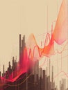 Dynamic Visual Representation of Data Trends and Statistical Analysis in Colorful Waves and Bars Royalty Free Stock Photo