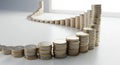 Rising Stacks of Coins Symbolizing Financial Growth Royalty Free Stock Photo