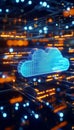 Dynamic visual representation of a global data network, symbolizing cloud computing and connectivity Royalty Free Stock Photo