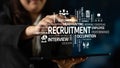 Concept of Recruitment Process with Keywords and Icons Representing Job Offers, Interviews, Headhunting, and Employee Royalty Free Stock Photo