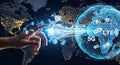 Global tech connection touching 5G and crypto futures Royalty Free Stock Photo