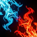 Red and blue fire swirls isolated on transparent background Royalty Free Stock Photo