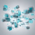 Dynamic Visualization of Abstract Cubic Structures with Futuristic Digital Elements Representing Technology and Data Flow Royalty Free Stock Photo