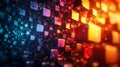Dynamic visualization of colorful cubes in a digital landscape creating a vibrant abstract background. Generative AI Royalty Free Stock Photo