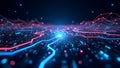 A dynamic visualization of data streams flowing through a digital interface Royalty Free Stock Photo