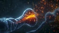 Dynamic visualization of the electrical impulse triggering the release of neurotransmitters at a synapse