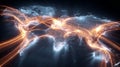 A Dynamic Visualization of Global Connections Through a Network of Light-Infused Pathways and Data Flow Across the World Map Royalty Free Stock Photo