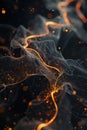 Dynamic Visualization of Glowing Particles in an Intricate Network Structure on Dark Gradient