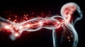 Dynamic Visualization of the Nervous System: Neural Pathways and Brain Connection. Autoimmune attack shown at the body systems Royalty Free Stock Photo