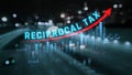 Dynamic Visualization of Reciprocal Tax Concept with Financial Graphs and Upward Trend on Urban Nightscape Background Royalty Free Stock Photo