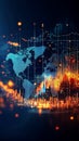Dynamic visualization showcases global business growth analysis, utilizing data patterns and digital metrics to enhance