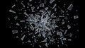 Explosion of Shattered Glass on Black Background Royalty Free Stock Photo