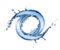 Dynamic water ring splash isolated on white background. Water loop splash with droplets. Generative AI Royalty Free Stock Photo