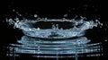 Dynamic Water Splash in Circular Form on Black Background Royalty Free Stock Photo