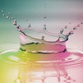 Vibrant water splash frozen in time with colorful gradient background liquid fluid Royalty Free Stock Photo