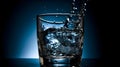 Dynamic water Splash in Glass with dark blue background Royalty Free Stock Photo