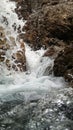 Dynamic water splash on rocks