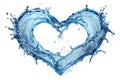 Water splash in the form of a heart. Isolated on white background. 3d rendering Royalty Free Stock Photo