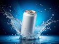 Dynamic Water Splash on a White Soda Can Mockup A Refreshing Macro Photography Showcase