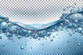 Dynamic Water Surface with Bubbles and Ripples on Transparent Background liquid wave Royalty Free Stock Photo