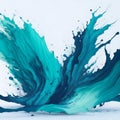 A dynamic watercolor splash in vibrant shades of blue and green