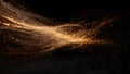 Abstract Golden Particles Light Stream on Black Background Royalty Free Stock Photo